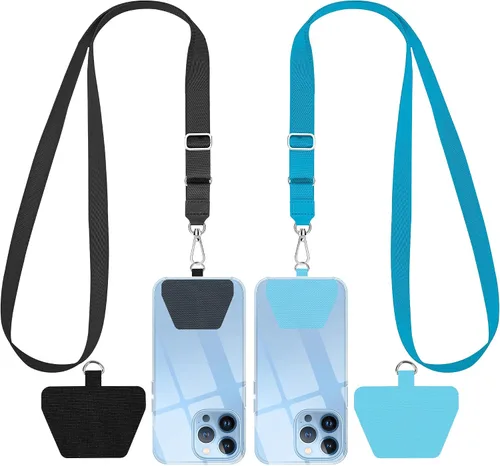 Vista 16 de SHANSHUI Cordón para teléfono, correa para el cuello y correa para la muñeca, soporte universal para funda de teléfono, anclaje para todos los Negro