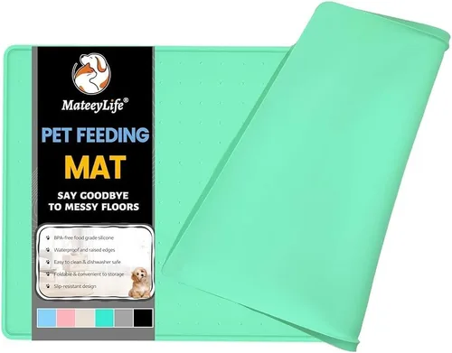 Vista 11 de MateeyLife Tapete de Silicona para Comida de Gatos y Perros para Pisos Impermeable, Tapetes Antideslizantes para Tazones de Perros para Comida