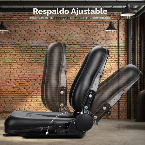 Vista 4 de yeesport Asiento de Montacargas Asiento Universal de Tractor, Asiento Plegable de Montacargas con Respaldo de Ángulo Ajustable, Cómodo Asiento