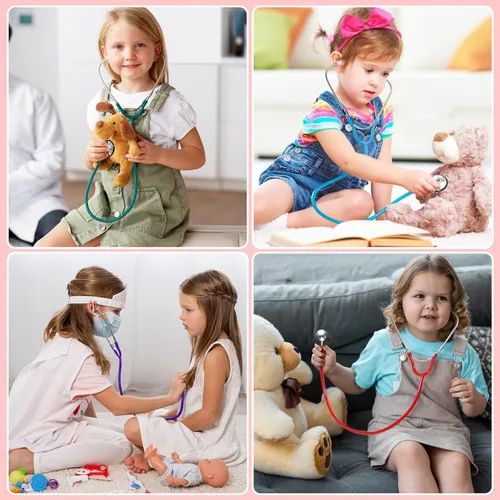 Vista 5 de Estetoscopio para niños, estetoscopio de enfermería que funciona de verdad para niños, juguete de jugar al doctor para niños pequeños, niños