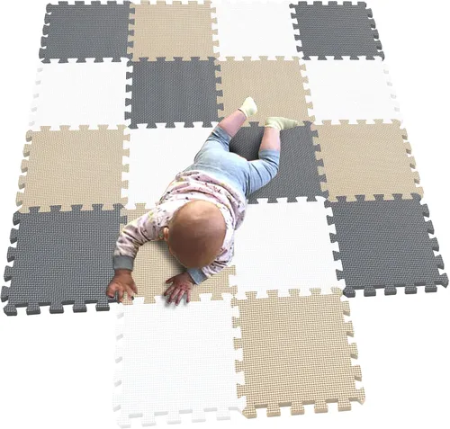 Vista 8 de MQIAOHAM® Alfombras de juego de rompecabezas de 18 piezas, alfombra de juego suave para bebés, azulejos de espuma entrelazados para niños, tapetes