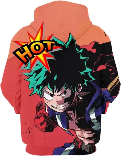 Vista 2 de Sudadera con capucha con estampado 3D de anime, unisex, con bolsillos, suave, cálida, para cosplay
