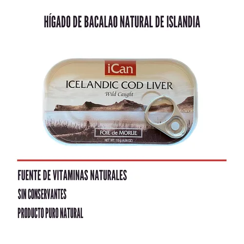 Vista 5 de Hígado de bacalao islandés Wild Caught (Foie de Morue) 4 oz (paquete de 12 latas)
