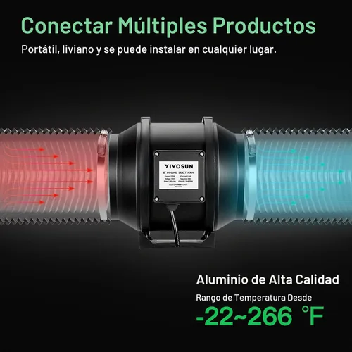 Vista 5 de VIVOSUN Conducto de aluminio flexible de 4 pulgadas y 8 pies con 2