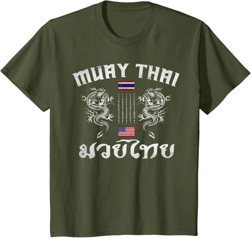 Vista 15 de Camiseta de equipo de entrenamiento de boxeo Muay Thai con bandera estadounidense de Tailandia, Negro, S