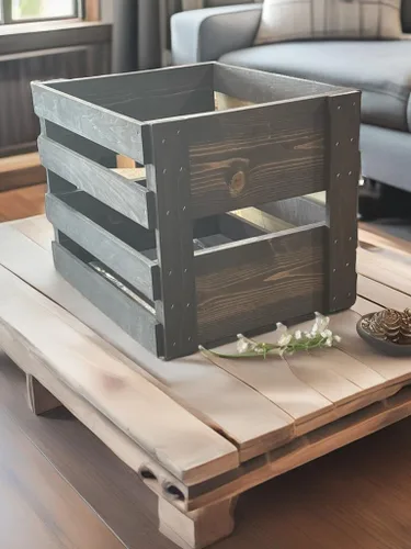 Vista 7 de Darla'Studio 66 Caja de madera con soporte para discos de vinilo manchado vintage
