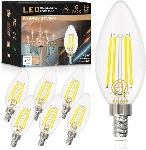 Vista 7 de Bombilla LED E12 para candelabro, 2700 K, blanco cálido, equivalente a 40 W, bombillas tipo B con forma de vela de 4 W, bombilla LED B11 para Blanco
