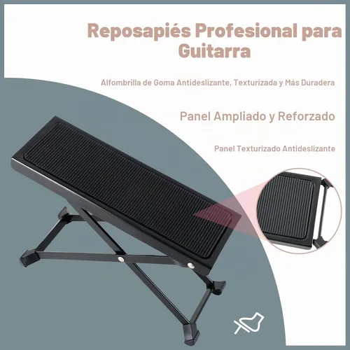 Vista 3 de EASTROCK Reposapiés de guitarra plegable ajustable de altura de hierro sólido para guitarra clásica