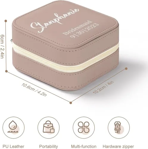 Vista 2 de Artsadd Organizador de joyas personalizado con nombre, estuche de joyería de viaje para mujer, regalo para su esposa, novia, hija, mejor amiga