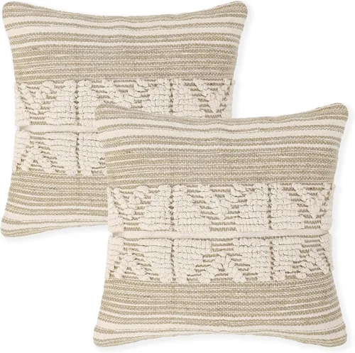 Vista 25 de REDEARTH · Fundas de cojín boho hechas a mano - Estilo chic bohemia de granja - Fundas de cojín tejidas para acento, interior y exterior, para sofá