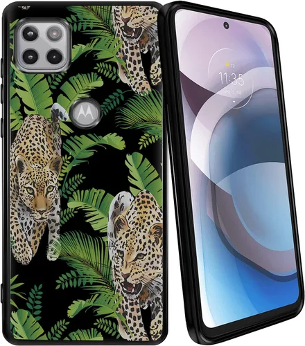 Vista 7 de CasesOnDeck - Funda negra para Motorola Moto One 5G Ace (2021) / Moto One 5G Ace TPU - Carcasa de TPU Gel Flex TPU, serie floral tropical, funda