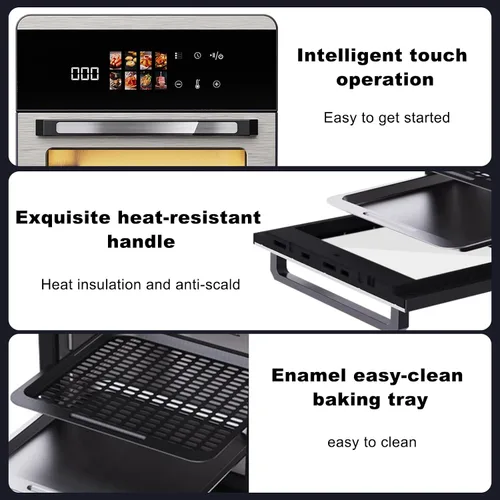 Vista 6 de Horno freidora de aire grande de 18QT con pantalla táctil, combo multifunción de 10 en 1 para freír al aire, asar, hornear, asar a la parrilla