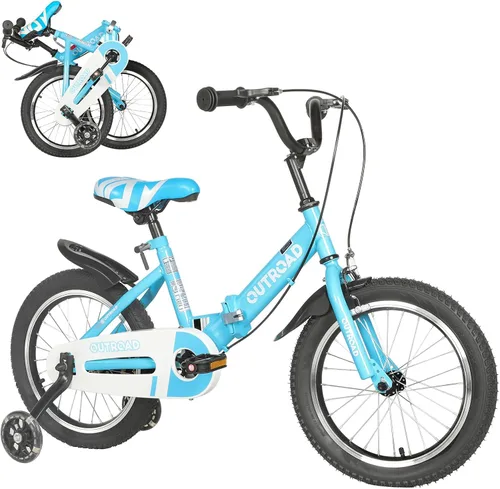 Vista 13 de Outroad - Bicicleta infantil para niños y niñas de 3 a 9 años, bicicleta para niños de 14, 16 y 18 pulgadas, con ruedas de entrenamiento, bicicletas