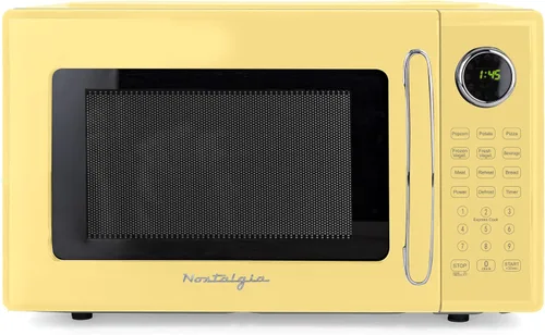 Vista 16 de Nostalgia Retro - Horno de microondas para encimera - Incluye 12 ajustes preprogramados y reloj digital - 0.9 pies cúbicos - 800 vatios - Amarillo