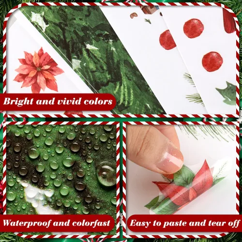 Vista 6 de Spiareal 1 juego de calcomanías de pared para árbol de Navidad, conos de pino acebo extraíbles