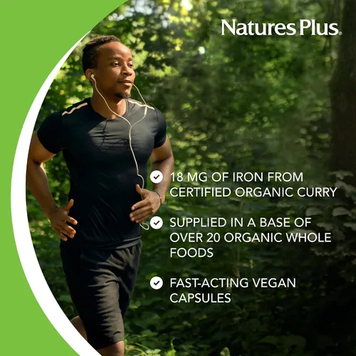 Vista 4 de NaturesPlus Source of Life Garden Iron - 30 cápsulas de liberación rápida - Suplemento de hierro a base de plantas con más de 20 extractos