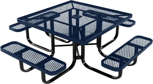 Vista 85 de COATEDOUTDOORFURNITURE Mesa de picnic cuadrada de 46 pulgadas, expandida, color negro