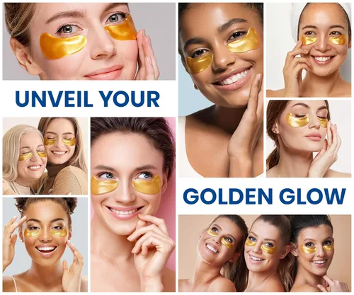 Vista 7 de Stylia Parches para usar debajo de los ojos para ojos hinchados y ojeras (20 pares) – Mascarilla de oro de 24 quilates para usar debajo de los ojos