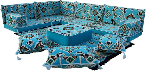 Vista 16 de arabicsofa Juego de sofás árabes tradicionales en forma de L - Sofás seccionales marroquíes - Asientos Majlis orientales para sala de estar