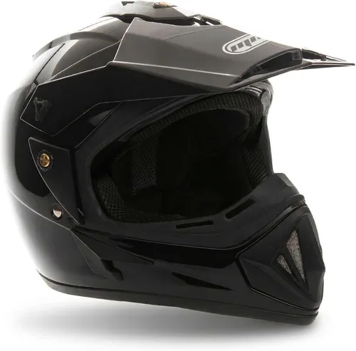 Vista 2 de MMG Casco de motocicleta para adultos (modelo 30) – todoterreno MX ATV Dirt Bike Motocross UTV – negro brillante