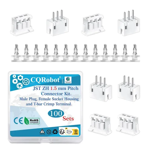 Vista 60 de CQRobot JST EL 4.5 mm de paso 2 pines conector electrónico IC macho, enchufes hembra carcasa y kit de terminales de crimpado en T macho/hembra. 50