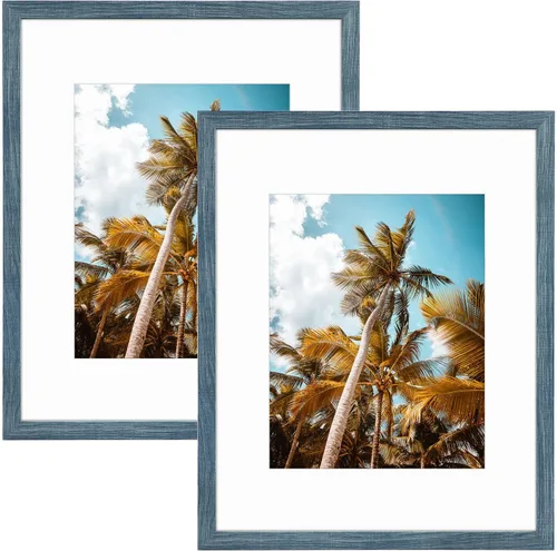 Vista 122 de Frametory, Marco de fotos de 11 x 14 pulgadas con paspartú para fotos de 8 x 10 pulgadas, moldeado ancho de vidrio de alta definición, accesorios