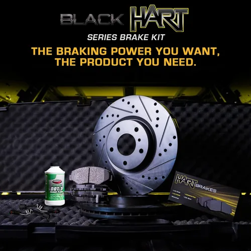 Vista 3 de Hart Brakes Kit de frenos y rotores delanteros Pastillas de freno delanteras Rotores y pastillas de freno Pastillas y rotores de freno