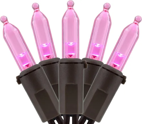 Vista 13 de YULETIME Juego de 200 luces LED de Navidad moradas, 66 pies, cable marrón, certificado UL, grado comercial, juego de luces navideñas Púrpura