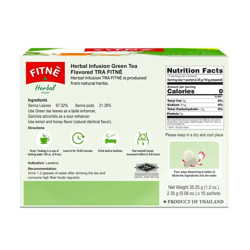 Vista 3 de FITNÈ Té verde a base de hierbas miel limón con infusión de Garcinia Senna suave desintoxicación limpia alto antioxidante sin calorías edulcorante