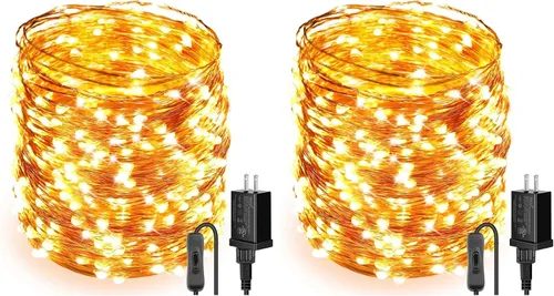 Vista 18 de Moobibear - Cadena de luces de hadas de 33 pies con 100 LED, impermeables, con enchufe y 8 modos de iluminación - Decoración para interiores