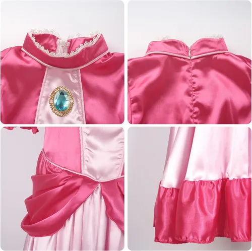Vista 5 de CICOCI Kids Princess Peach Costume For Girls Dress Pink Jumpsuit for Girls Dress Halloween Costume Cosplay Outfit