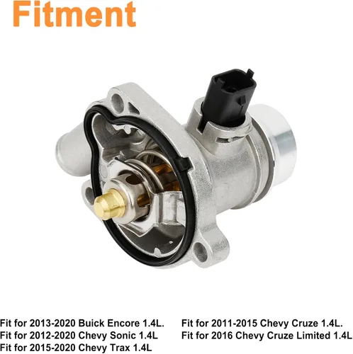 Vista 3 de Conjunto de carcasa de termostato de refrigerante de motor de aluminio mejorado (1 unidad). Compatible con Buick Encore 2013-2020 Chevy Cruze