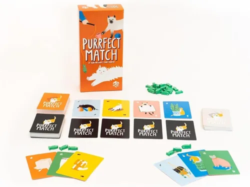 Vista 3 de Greater Than Games Purrfect Match Juego de cartas familiar Perfecto para amantes de los gatos 2 a 4 jugadores 20 minutos A partir de 8