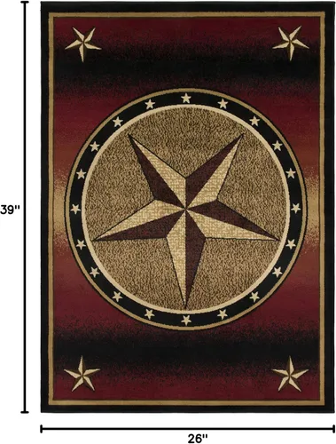 Vista 3 de Western Lodge Red Star - Alfombra de área de 2 x 3 pies, 2 x 3 pies
