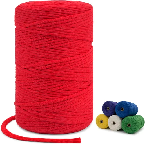 Vista 46 de Cuerda de macramé de una sola hebra de 0.197 in x 110 yardas, cuerda de macramé de algodón natural de 0.197 in, cuerda de algodón grueso para colgar