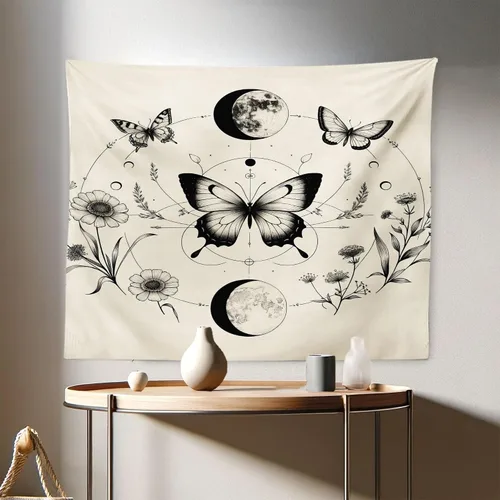 Vista 186 de Ambesonne Tapiz Trippy, vista panorámica de la cascada con bosques de ensueño y mandala oriental psicodélico, decoración de tela para colgar