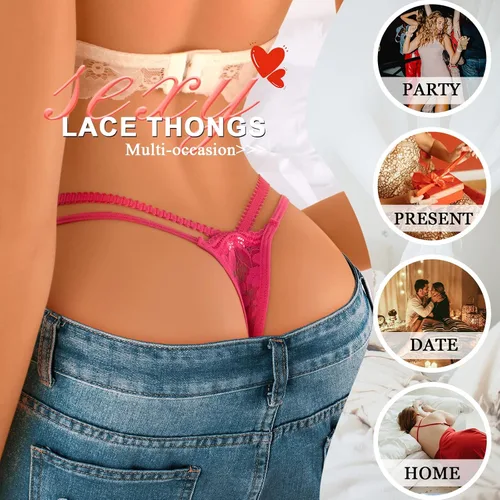 Vista 69 de Ropa interior con purpurina transpirable con encaje sexy para mujer