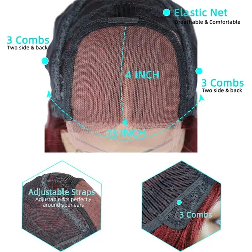 Vista 3 de Pelucas de cabello humano ondulado con encaje frontal, nudos blanqueados previamente despuntados con abuelitos, sin pegamento, 13 × 4, cabello