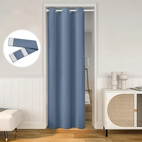 Vista 18 de HOMEIDEAS Cortinas beige para puerta, cortina de privacidad con ojales para dormitorio, 39 pulgadas de ancho x 78 pulgadas de largo, cortinas opacas