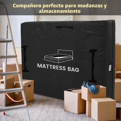 Vista 40 de Bolsas de colchón para mudanza y almacenamiento, protector de colchón impermeable, funda de colchón Cal King con 8 asas resistentes y cremallera Gris