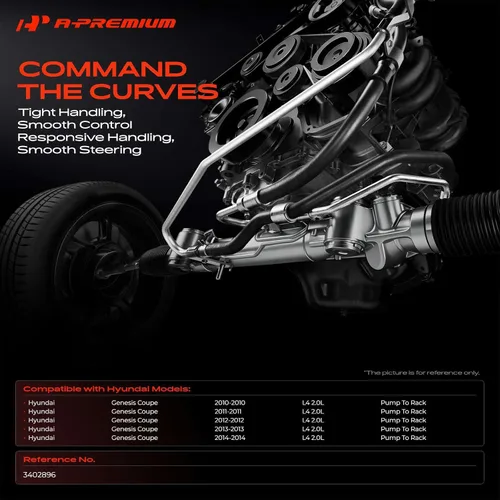 Vista 2 de A-Premium Conjunto de línea de manguera de presión de dirección asistida compatible con Hyundai Genesis Coupe 2010 2011 2012 2013 2014, 2.0L RWD