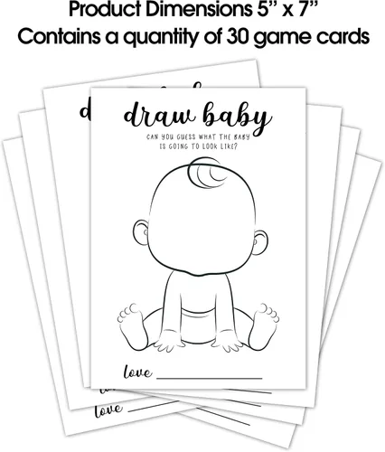 Vista 2 de Juegos de dibujar baby shower, juego de fiesta de revelación de género para niños o niñas, suministros para actividades de fiesta de baby shower