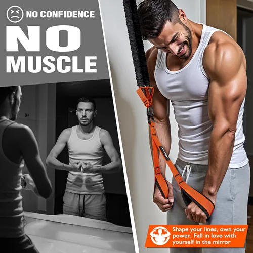 Vista 2 de HPYGN Bandas de resistencia para entrenamiento de brazos, bíceps, tríceps, espalda, abdominales, hombros, bandas de ejercicio resistentes con asas