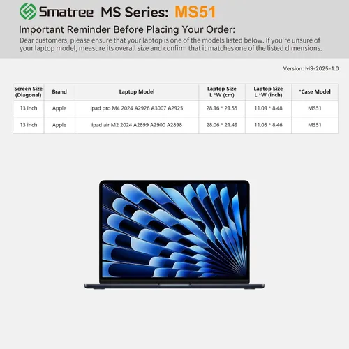 Vista 2 de Smatree MS51 - Funda protectora rígida de EVA con soporte compatible con Apple iPad Air M3 2025/M2 2024, iPadPro M4 2024, compatible con iPad