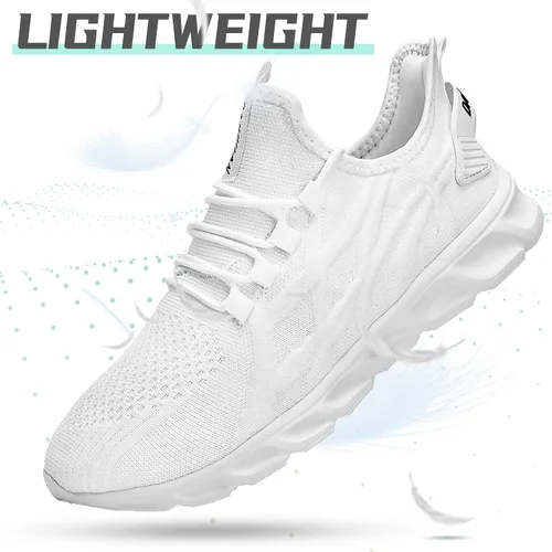Vista 4 de QIJGS Zapatos deportivos de correr para hombre, para gimnasio, tenis, atléticos, de malla, ligeros, deportivos, a la moda, para entrenamiento