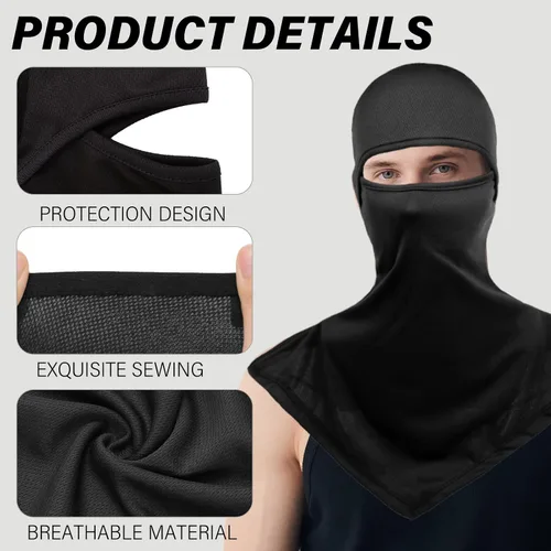 Vista 3 de 6 pasamontañas para máscara de esquí, cubierta de cuello largo, cubierta facial de verano, protector de cuello, protección UV para hombres y mujeres