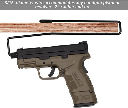 Vista 2 de Hold Up Displays Estante seguro para pistola o estantería de almacenamiento de pistola montada en estantería, HD84, negro