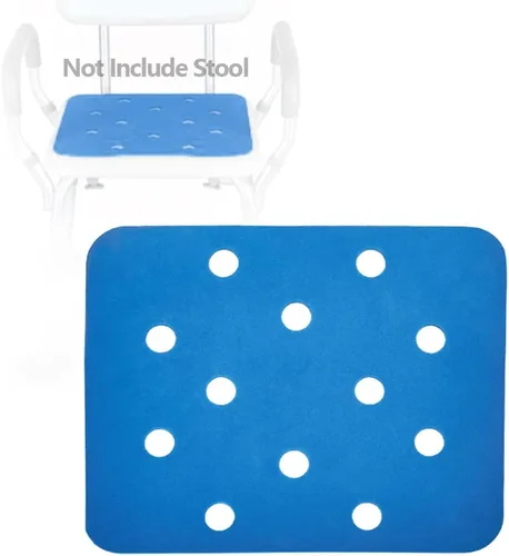 Vista 6 de MESINURS Alfombrilla para respaldo de silla de ducha, azul, espuma EVA, accesorio de seguridad para el baño