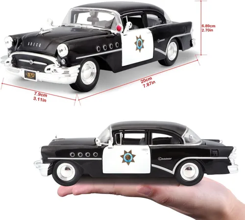 Vista 6 de Maisto 1:26 Escala 1955 Buick Century Vehículo fundido a presión (los estilos pueden variar), negro, blanco