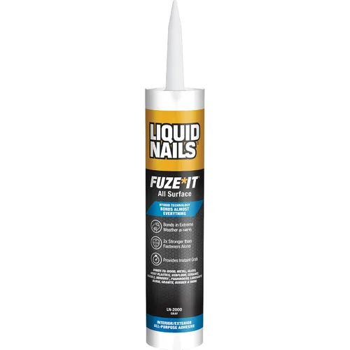 Vista 4 de Liquid Nails LN-2000, Fuze It All, 9 onzas de adhesivo para construcción de superficies, color gris, 2 - unidades, Gris